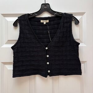 Madewell Black Textured Crop Top